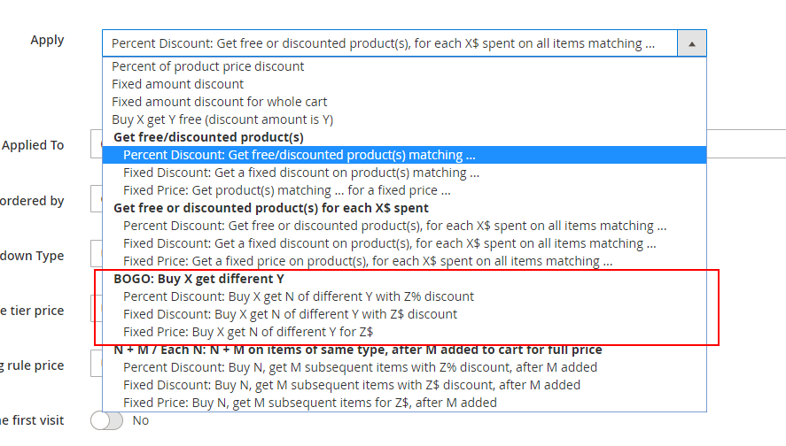 Choosing the BOGO action.
