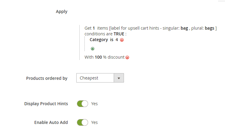 Percent discount rule example.