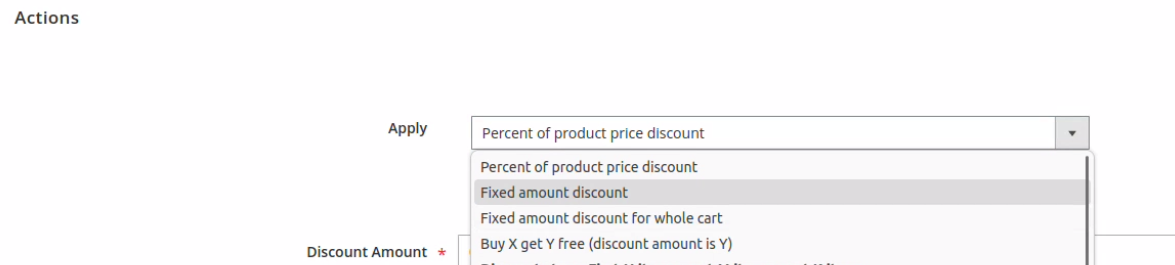 The apply field has the Fixed amount discount selected