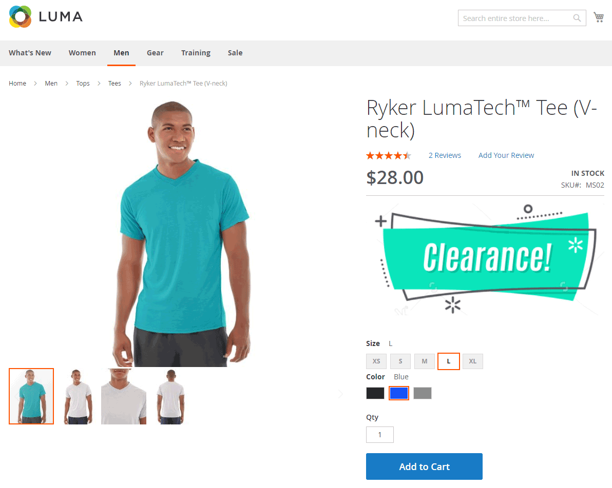 Product banner is displayed in the product page