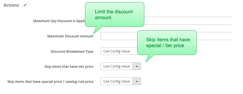 Three drop-downs show up in the admin view of teh cross-tier rule - 'Skip items taht have tier price', 'Skip items that have special / catalog price',
                         'Discount Breakdown Type'